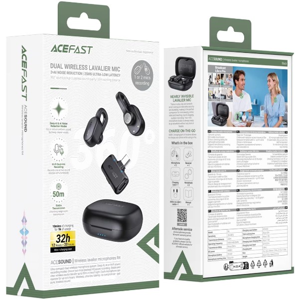 Фото - Мікрофон для смартфона AceFast R4 dual-mic (Type-C) Black (6974316286448)