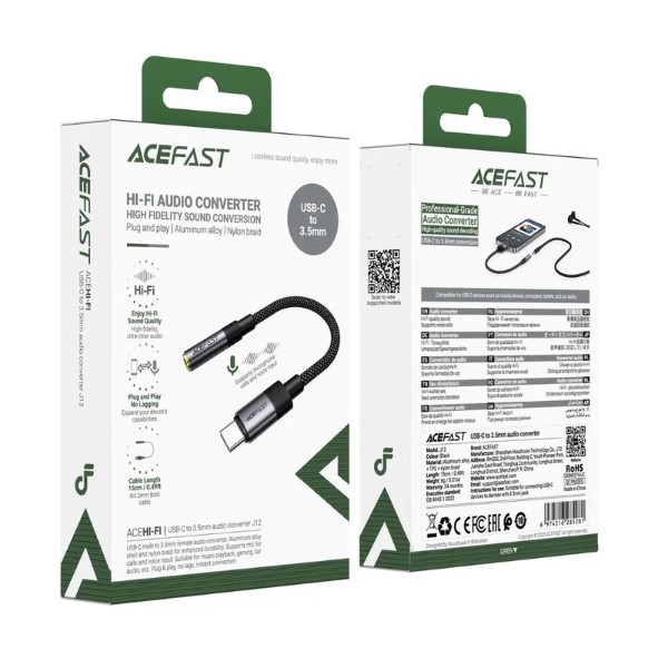 Фото - Переходник AceFast USB-C 3.5 mm 15cm audio converter J12 (6974316285281)