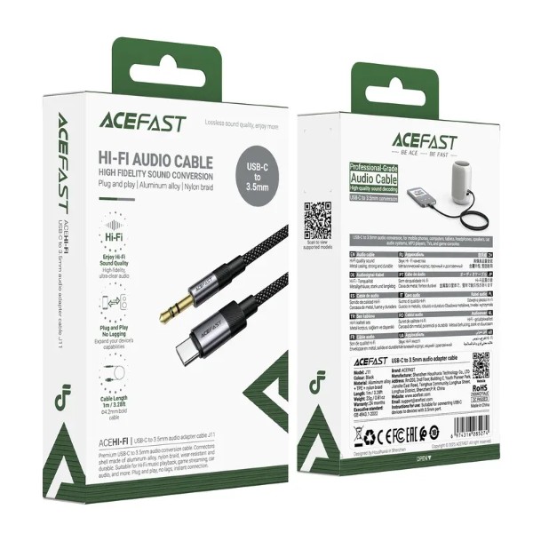 Фото - Переходник AceFast USB-C 3.5 mm (F) 15cm audio converter J11 (6974316285274)