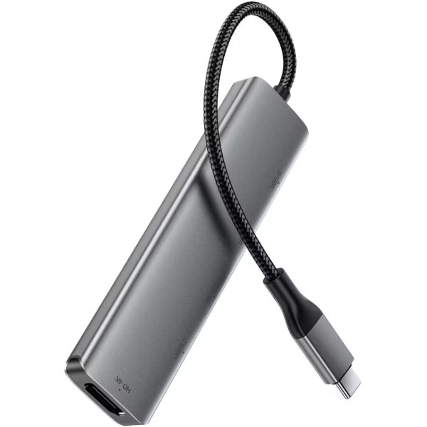 Фото - Хаб USB AceFast USB3.0 Type-C - HDMI4K/3xUSB-A 3.0/USB-C PD 90W Hub 5-in-1 J16 (6974316285915)