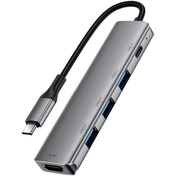 Фото - Хаб USB AceFast USB3.0 Type-C - HDMI4K/3xUSB-A 3.0/USB-C PD 90W Hub 5-in-1 J16 (6974316285915)