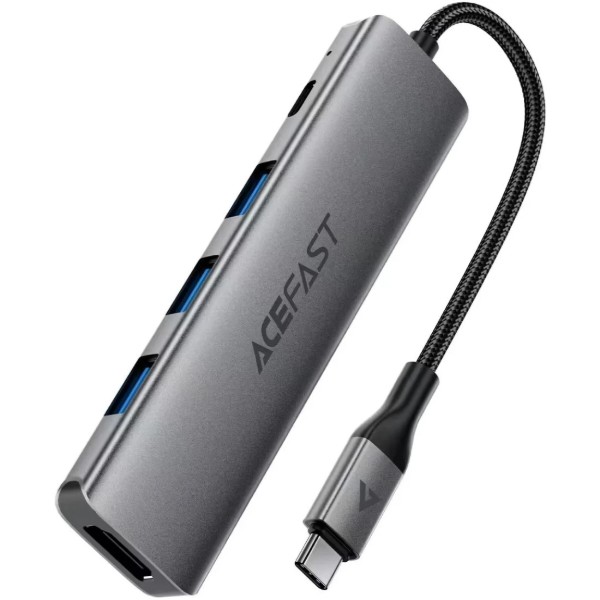 Фото - Хаб USB AceFast USB3.0 Type-C - HDMI4K/3xUSB-A 3.0/USB-C PD 90W Hub 5-in-1 J16 (6974316285915)