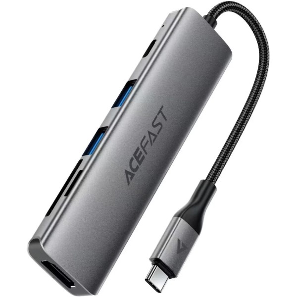 Фото - Хаб USB AceFast USB3.0 Type-C - HDMI4K@60Hz/2xUSB-A 3.0/TF/SD/USB-C 90W Hub 6-in-1 J18 (6974316285939)