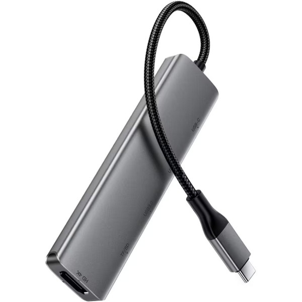 Фото - Хаб USB AceFast USB3.0 Type-C - HDMI4K@60Hz/2xUSB-A 3.0/TF/SD/USB-C 90W Hub 6-in-1 J18 (6974316285939)