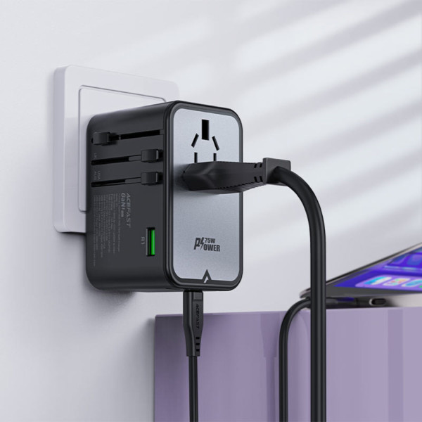 Фото - Мережевий зарядний пристрій AceFast 5xUSB 75W (3xUSB-C + 2xUSB-A) Gan Z1 Fast Charger (6974316282495)