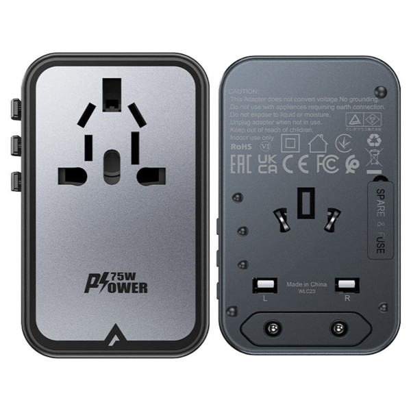 Фото - Мережевий зарядний пристрій AceFast 5xUSB 75W (3xUSB-C + 2xUSB-A) Gan Z1 Fast Charger (6974316282495)