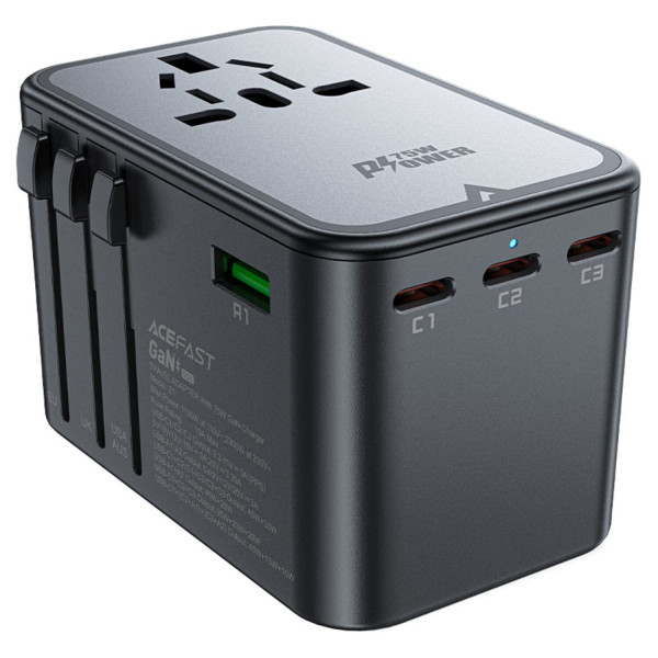 Фото - Мережевий зарядний пристрій AceFast 5xUSB 75W (3xUSB-C + 2xUSB-A) Gan Z1 Fast Charger (6974316282495)