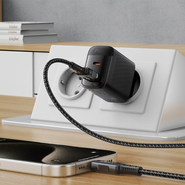 Фото - Сетевое зарядное устройство AceFast 2xUSB 45W (USB-C+USB-A) Gan A106 Black (6974316284031)