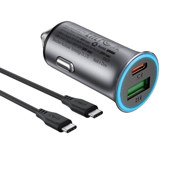 Фото - Автомобільний зарядний пристрій AceFast B16 95W (USB-A+USB-C) dual port metal car charger set (P5) Metal Gray (6974316285304)