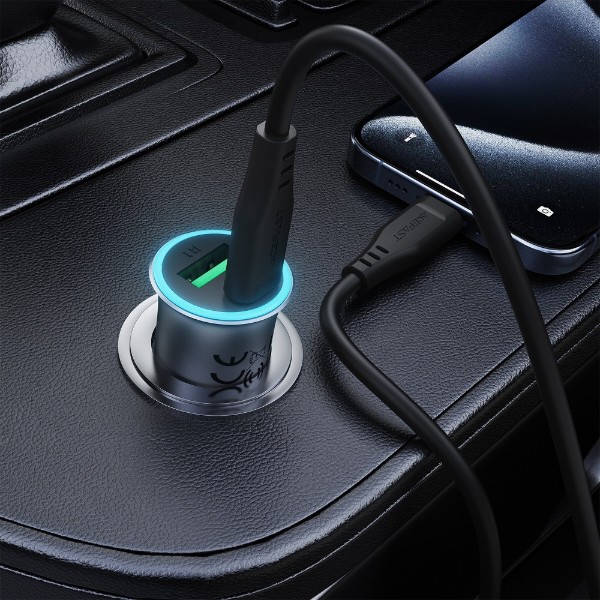 Фото - Автомобільний зарядний пристрій AceFast B16 95W (USB-A+USB-C) dual port metal car charger set (P5) Metal Gray (6974316285304)