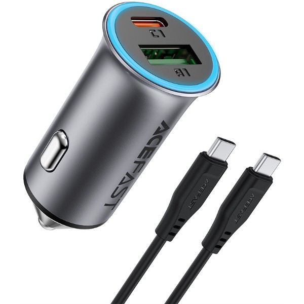 Фото - Автомобільний зарядний пристрій AceFast B16 95W (USB-A+USB-C) dual port metal car charger set (P5) Metal Gray (6974316285304)