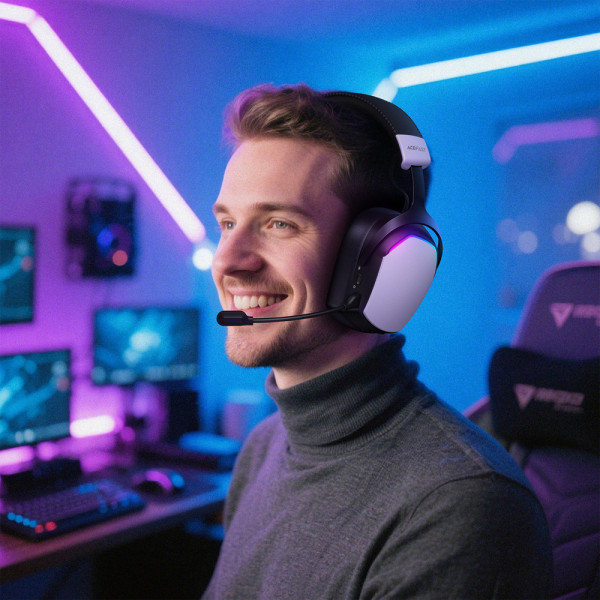 Фото - Гарнітура бездротова ігрова AceFast H11 gaming wireless headset White (6974316285601)