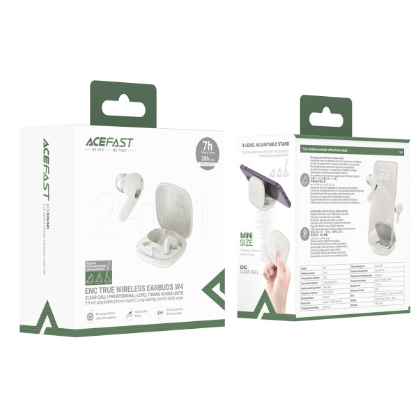 Фото - Наушники вкладыши беспроводные TWS AceFast W4, IPX4, Khaki (6974316285021)