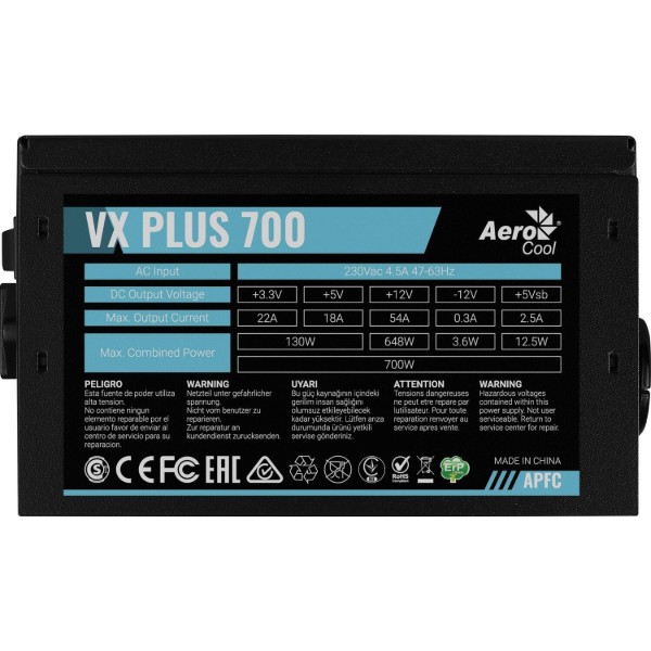 Фото - Блок питания для ПК AEROCOOL VX Plus Stealth 700 (ACPN-VS70AEY.12)