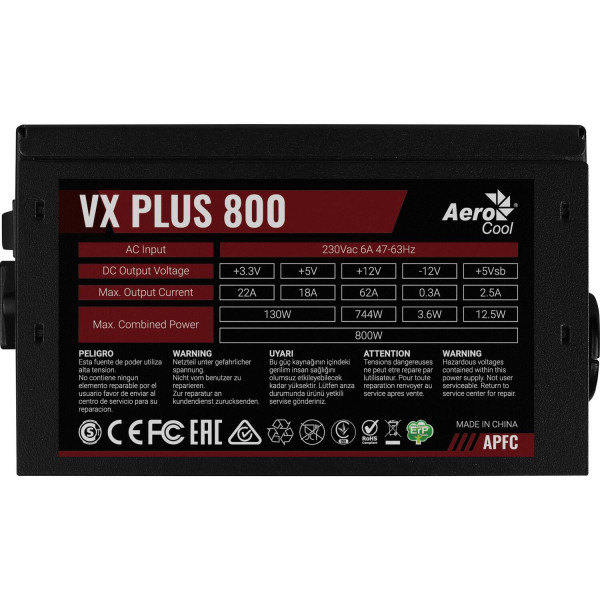 Фото - Блок живлення для ПК AEROCOOL VX Plus Stealth 800 (ACPN-VS80AEY.12)