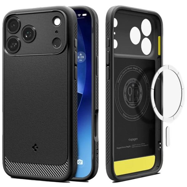 Фото - Чохол для смартфону Spigen for iPhone 17 Pro, Rugged Armor MagFit, Matte Black (ACS10329)