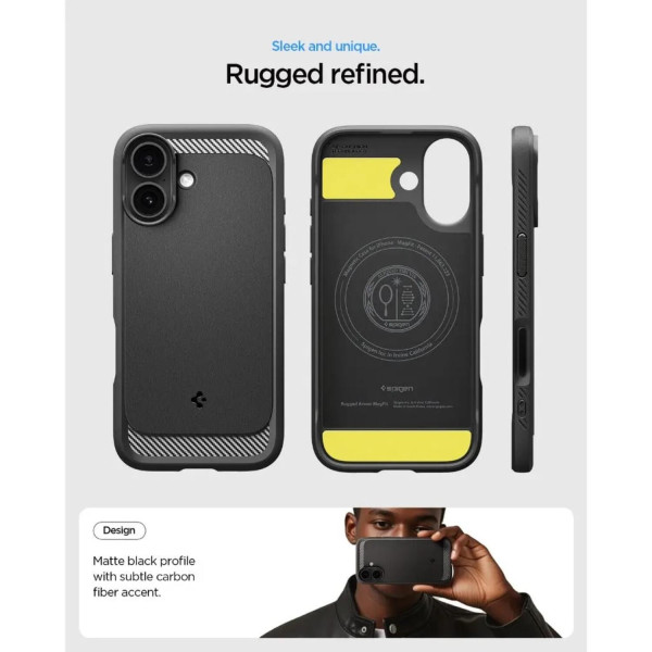 Фото - Чохол для смартфону Spigen for iPhone 17, Rugged Armor MagFit, Matte Black (ACS10367)