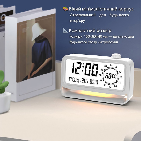 Фото - Настільний годинник Action White (2388-act)