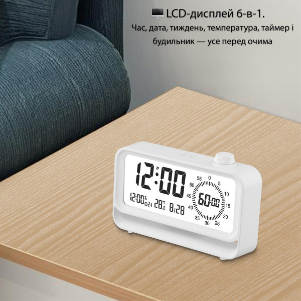 Фото - Настільний годинник Action White (2388-act)