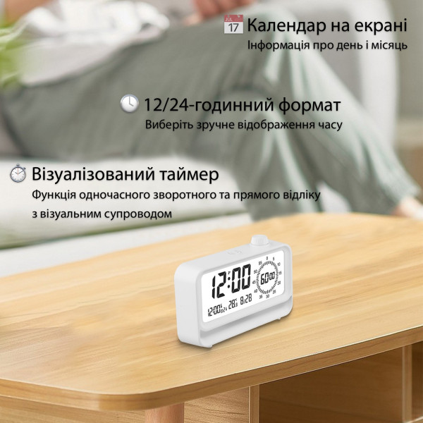 Фото - Настільний годинник Action White (2388-act)