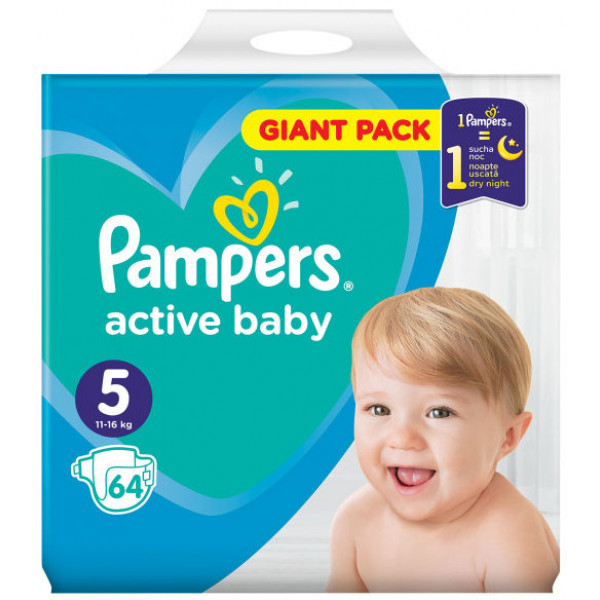 Фото - Одноразові підгузки Pampers Active Baby Jumbo Plus 5 64 шт. (8001090949974)