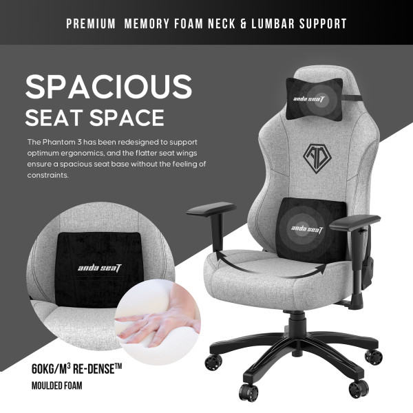 Фото - Кресло для геймеров Anda Seat Phantom 3 Size L Grey (AD18Y-06-G-F)