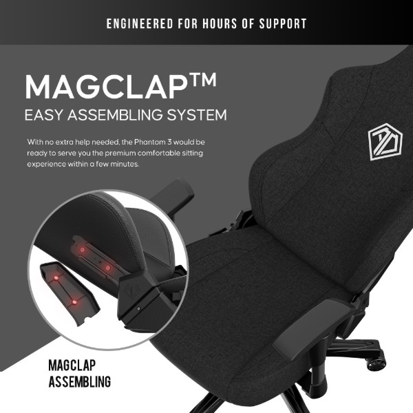 Фото - Крісло для геймерів Anda Seat Phantom 3 Size L Black Fabric (AD18Y-06-B-F)