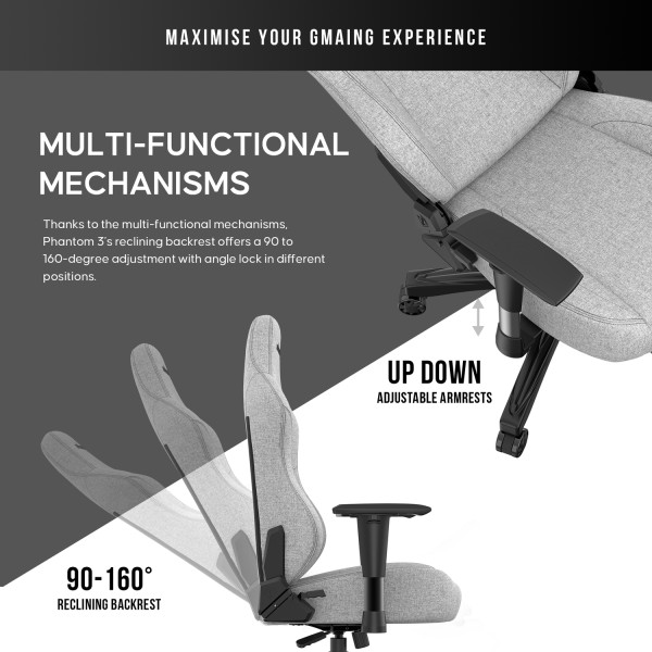 Фото - Кресло для геймеров Anda Seat Phantom 3 Size L Grey (AD18Y-06-G-F)