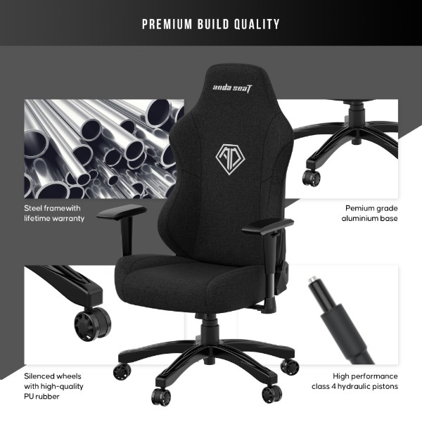 Фото - Крісло для геймерів Anda Seat Phantom 3 Size L Black Fabric (AD18Y-06-B-F)