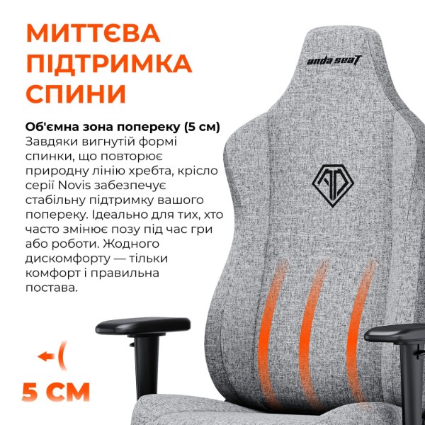 Фото - Крісло для геймерів Anda Seat Novis Size L Black Fabric (AD23-L-01-B-F)