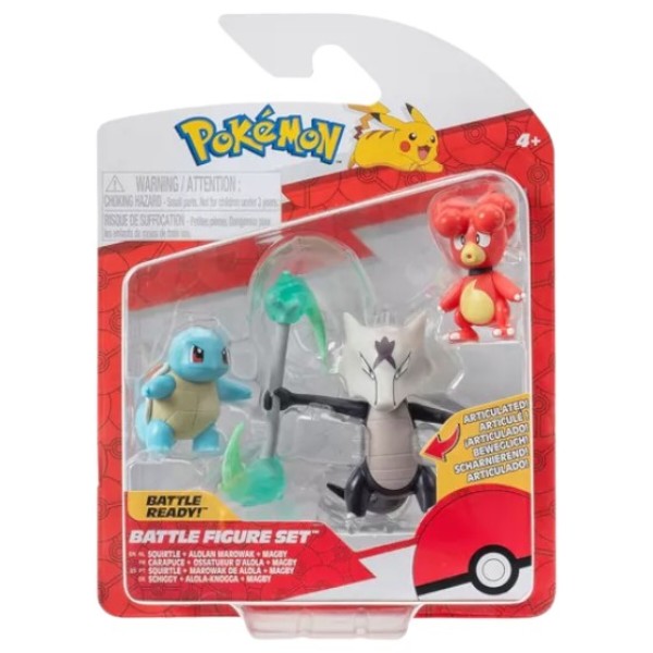 Фото - Набор игровых фигурок Pokemon W19 - МАГБИ, СКВИРТЛ, АЛОЛА МАРОВАК (PKW3600)