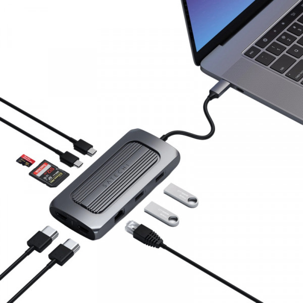 Фото - Хаб USB Satechi Aluminum USB-C Multi-Port MX Adapter Space Gray (ST-UCMXAM)