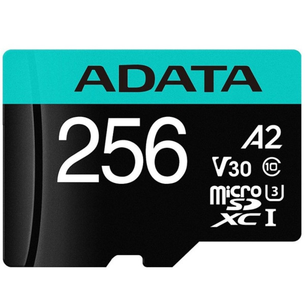 Фото - Карта памяти ADATA microSDXC Premier Pro 256Gb Class 10 V30S A2 (AUSDX256GUI3V30SA2-RA1)