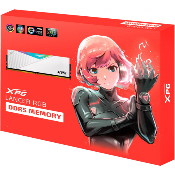 Фото - Память DDR ADATA XPG Lancer RGB White DDR5 5200MHz 32GB Kit 2x16GB (AX5U5200C3816G-DCLARWH)