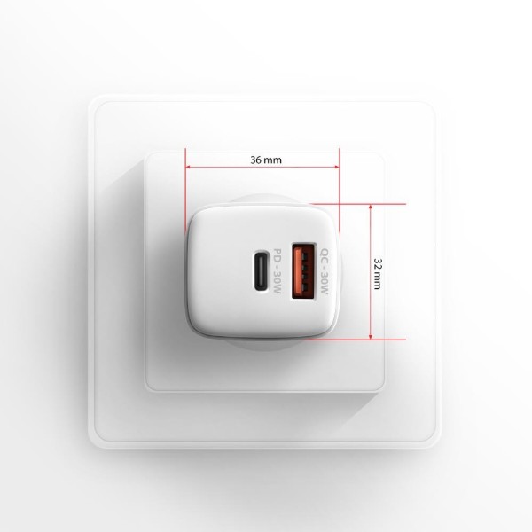 Фото - Сетевое зарядное устройство AXAGON QC3.0,4.0/AFC/FCP/PPS/Apple + PD type-C, 30W White (ACU-PQ30W)