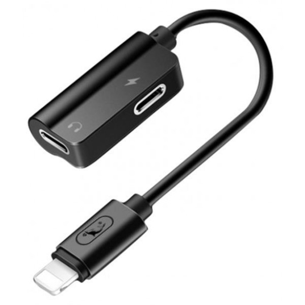 Фото - Перехідник аудіо SkyDolphin AU01 Lightning - 2хLightning (M/F) Black (ADPT-00026)