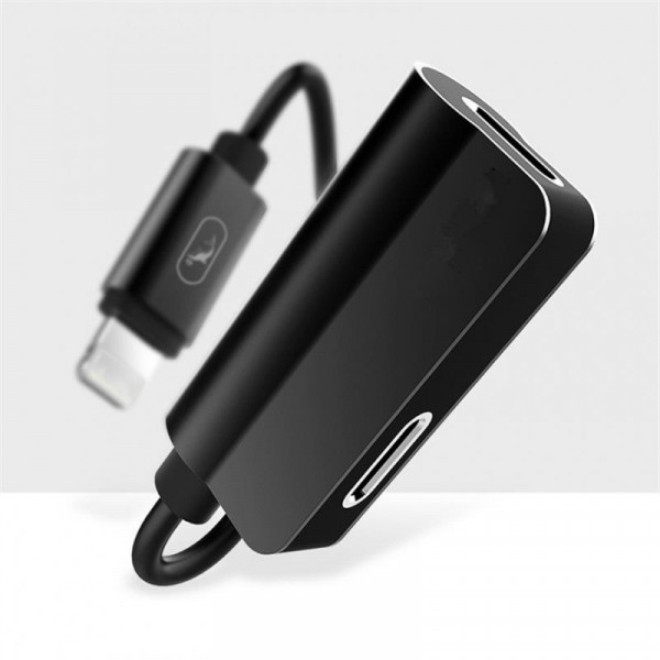 Фото - Перехідник аудіо SkyDolphin AU01 Lightning - 2хLightning (M/F) Black (ADPT-00026)