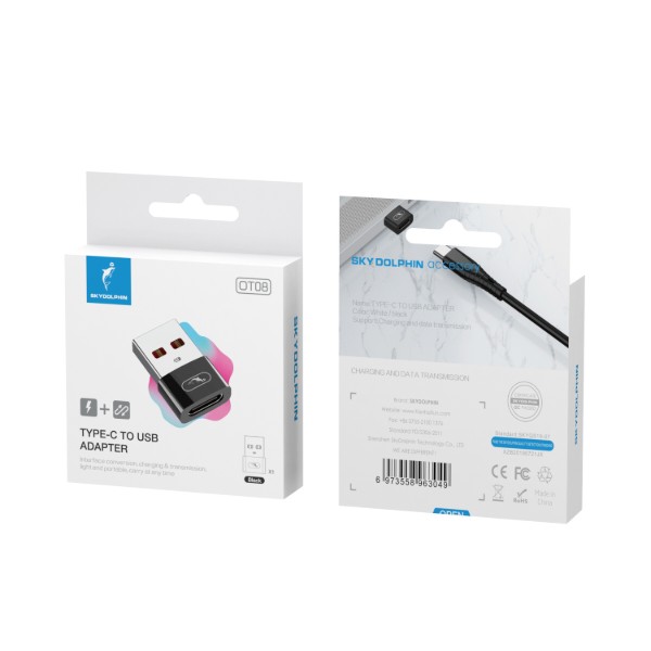 Фото - Переходник аудио SkyDolphin OT08 Mini USB Type-C - USB (F/M) Black (ADPT-00031)