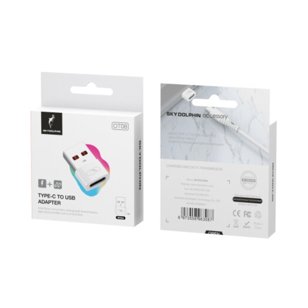 Фото - Переходник аудио SkyDolphin OT08 Mini USB Type-C - USB (F/M) white (ADPT-00032)
