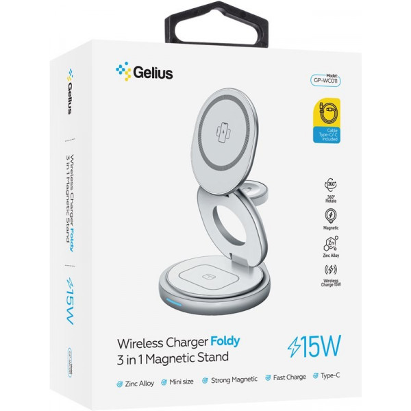 Фото - Беспроводное зарядное устройство Gelius Foldy 3in1 15W GP-WC011 White
