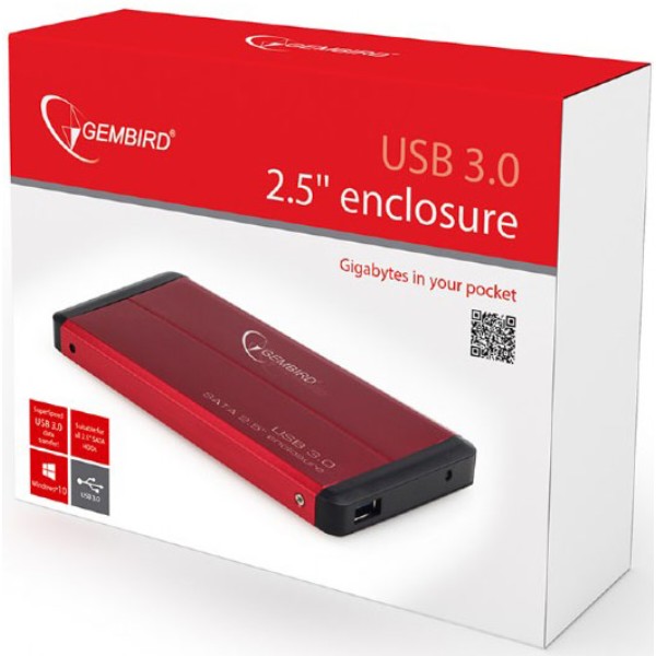 Фото - Зовнішній карман Gembird HDD 2.5'' USB 3.0 Red (EE2-U3S-2-R)