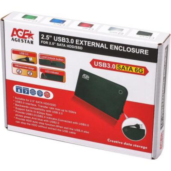 Фото - Зовнішній карман AgeStar HDD SATA 2.5'' USB 3.0 White (3UB2A14)