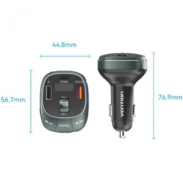 Фото - FM модулятор Vention PD 54W 3-Port USB (C+A+A) LED/USB (FFLB0)