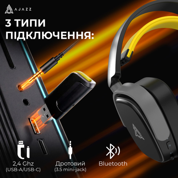 Фото - Гарнитура беспроводная игровая Ajazz AHM09 MAX 3-Mode Black (AHM09-MAX-BGY)
