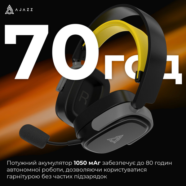 Фото - Гарнитура беспроводная игровая Ajazz AHM09 MAX 3-Mode Black (AHM09-MAX-BGY)