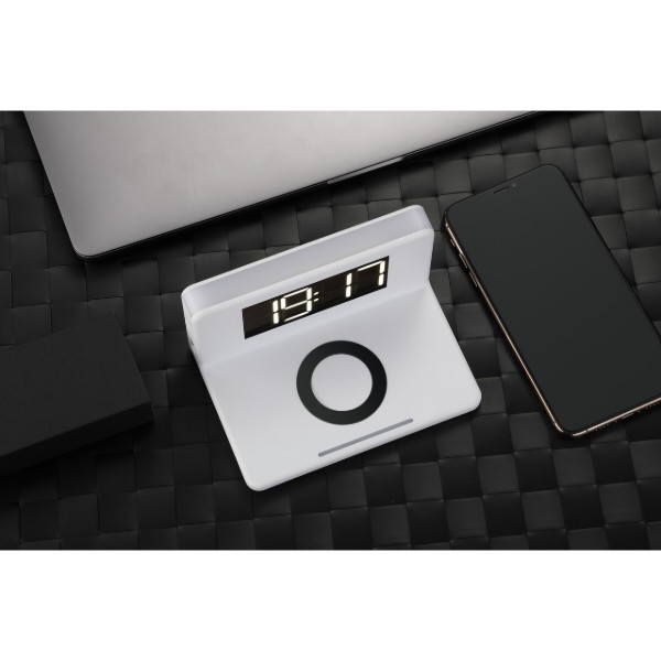Фото - Бездротовий зарядний пристрій Ailink Alarm Clock Wireless Charger 3в1 White (AI-Clock1wh)
