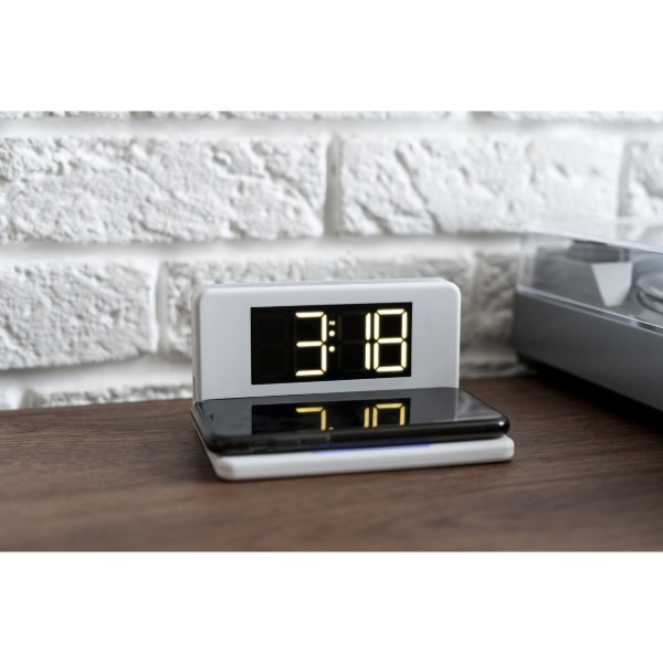 Фото - Бездротовий зарядний пристрій Ailink Alarm Clock Wireless Charger 3в1 White (AI-Clock1wh)