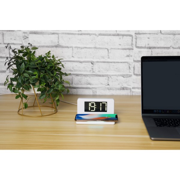 Фото - Бездротовий зарядний пристрій Ailink Alarm Clock Wireless Charger 3в1 White (AI-Clock1wh)