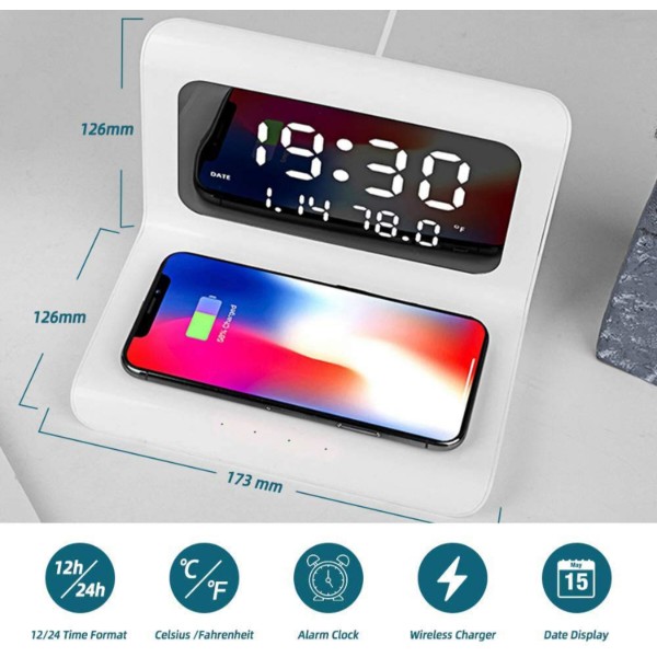 Фото - Бездротовий зарядний пристрій Ailink Alarm Clock Gen2 Wireless Charger 4 в 1 White (AI-ClockGen2wh)