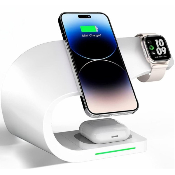 Фото - Бездротовий зарядний пристрій Ailink Dock Station C-line 4 в 1 White (AI-DS-C-line-3in1wh)